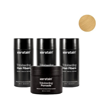 3x Keratain fibras capilares + pomada Keratain gratis - Rubio (25 gr) 3x Keratain hair fibers + free Keratain pomade – Blonde (25 gr) - Hair Growth Specialist