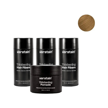 3x Keratain hårfibrer + gratis Keratain pomada - Mörkblond (25 gr) 3x Keratain hair fibers + free Keratain pomade – Dark blonde (25 gr) - Hair Growth Specialist