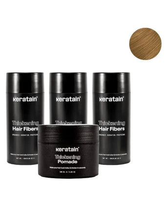 3x Keratain hårfibre + gratis Keratain pomade - Mørk blond (25 gr) 3x Keratain hair fibers + free Keratain pomade – Dark blonde (25 gr) - Hairgivers