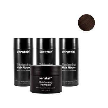 3x Keratain hårfibrer + gratis Keratain pomada - Mörkbrun (25 gr) 3x Keratain hair fibers + free Keratain pomade – Dark brown (25 gr) - Hair Growth Specialist