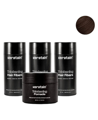 3x Keratain hårfibre + gratis Keratain pomade - Mørkebrun (25 gr) 3x Keratain hair fibers + free Keratain pomade – Dark brown (25 gr) - Hairgivers