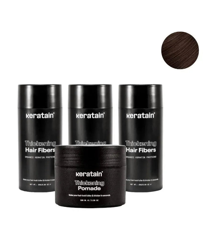 3x Keratain hair fibers + free Keratain pomade – Dark brown (25 gr) - Hairgivers