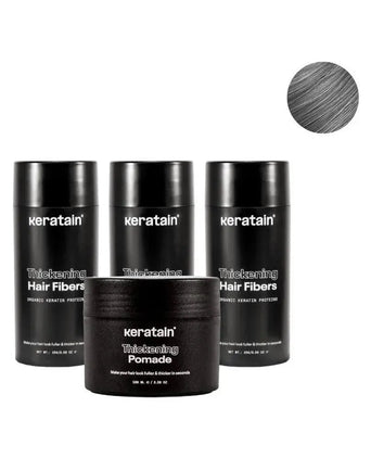 3x Keratain hårfibre + gratis Keratain pomade - Grå (25 gr) 3x Keratain hair fibers + free Keratain pomade – Gray (25 gr) - Hairgivers