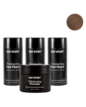 3x Keratain hårfibre + gratis Keratain pomade - Lysebrun (25 gr) 3x Keratain hair fibers + free Keratain pomade – Light brown (25 gr) - Hairgivers