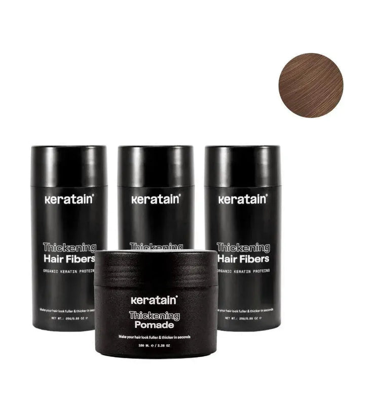 3x Keratain hair fibers + free Keratain pomade – Light brown (25 gr) - Hairgivers