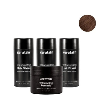 3x Keratain hair fibers + free Keratain pomade – Medium brown (25 gr) 3x Keratain hair fibers + free Keratain pomade – Medium brown (25 gr) - Hair Growth Specialist