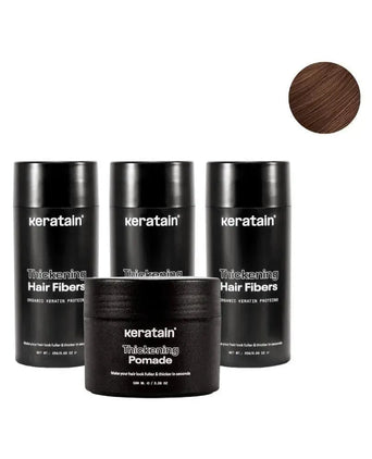 3x Keratain hårfibre + gratis Keratain pomade - Medium brun (25 gr) 3x Keratain hair fibers + free Keratain pomade – Medium brown (25 gr) - Hairgivers