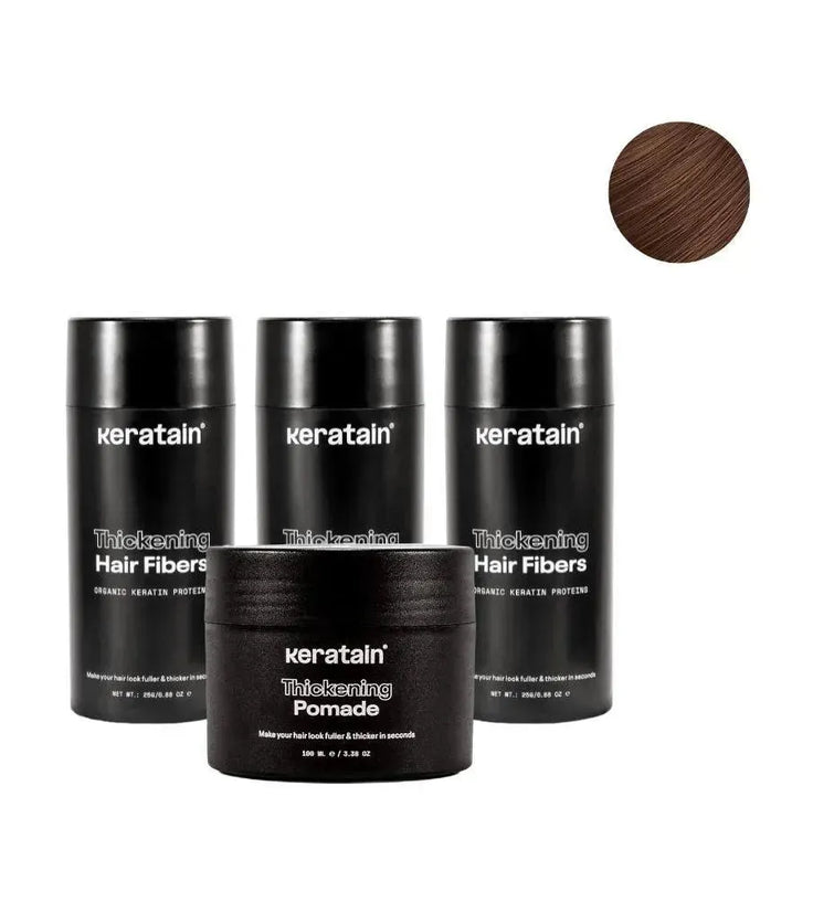 3x Keratain hair fibers + free Keratain pomade – Medium brown (25 gr) - Hairgivers