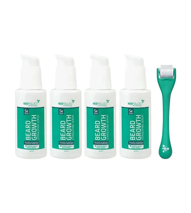 4x Neofollics beard growth serum + free beard roller - Hairgivers