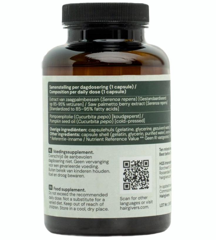 Hairgivers Saw palmetto tilskudd 320 mg | 90 kapsler (Serenoa repens)