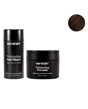 Pomada Keratain + Fibras capilares Keratain - Castanho escuro (25 gr) Keratain pomade + Keratain hair fibers – Dark brown (25 gr) - Hairgivers