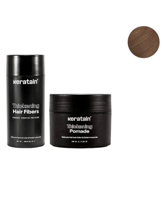 Pomada Keratain + Fibras capilares Keratain - Castanho claro (25 gr) Keratain pomade + Keratain hair fibers – Light brown (25 gr) - Hairgivers
