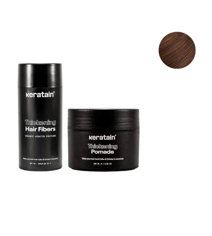 Keratain pomade + Keratain hair fibers – Medium brown (25 gr) - Hairgivers