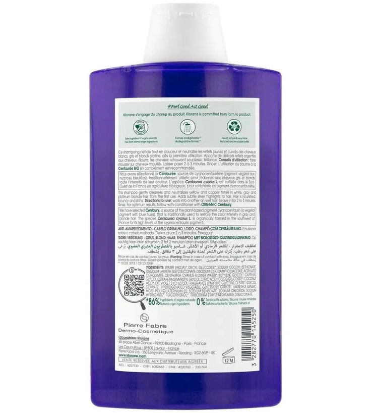 Klorane silver shampoo Centaury (400 ml) - Hairgivers