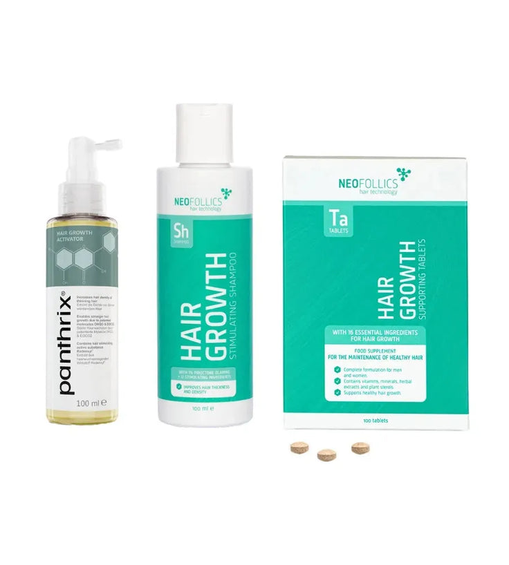 Panthrix hair growth serum + Neofollics shampoo & tablets - Hairgivers