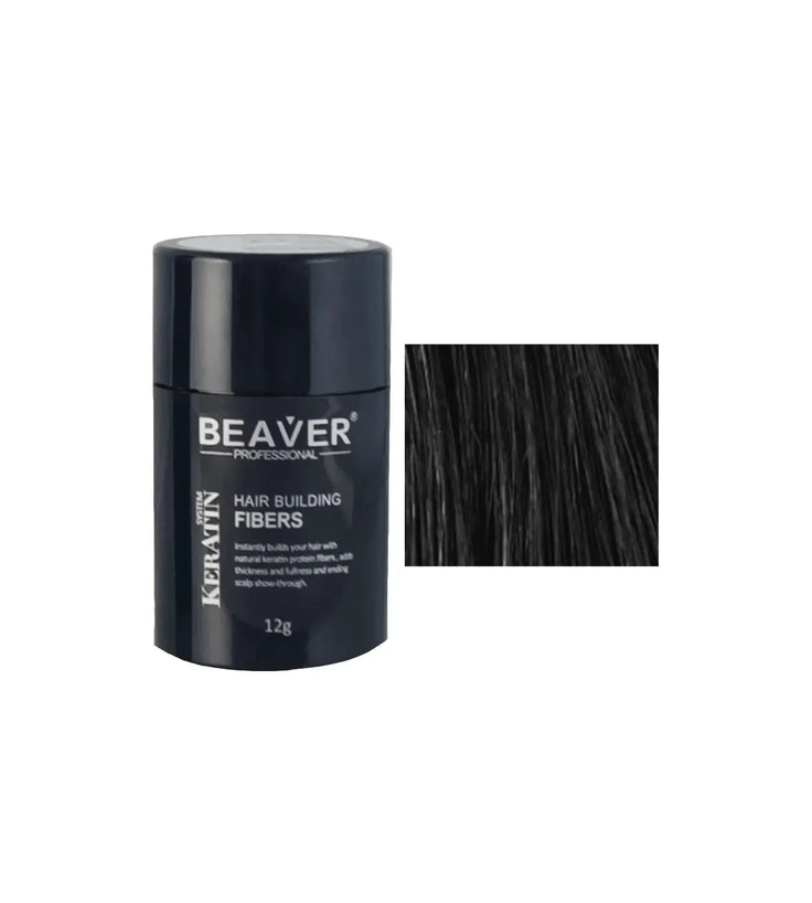 Beaver keratin hair building fibers - Black (12 gr) - Hairgivers