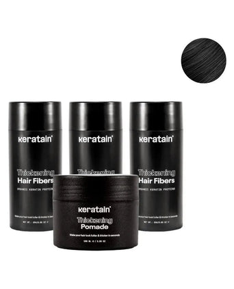 3x Keratain hair fibers + free Keratain pomade – Black (25 gr) - Hair Growth Specialist