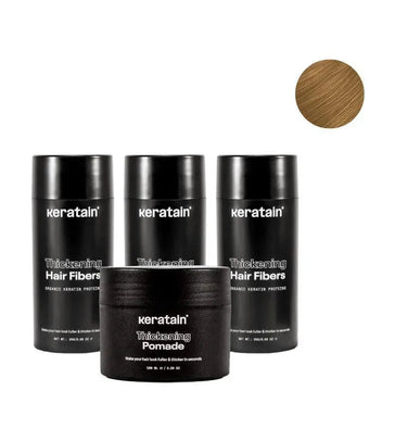 3x Keratain hårfibre + gratis Keratain pomade - Mørk blond (25 gr) 3x Keratain hair fibers + free Keratain pomade – Dark blonde (25 gr) - Hairgivers