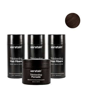 3x Keratain hårfibre + gratis Keratain pomade - Mørkebrun (25 gr) 3x Keratain hair fibers + free Keratain pomade – Dark brown (25 gr) - Hairgivers