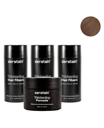 3x Keratain hair fibers + free Keratain pomade – Light brown (25 gr) - Hair Growth Specialist