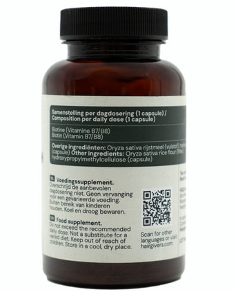 Hairgivers Biotin-tillskott 1000 mcg | 60 kapslar (Vitamin B7)