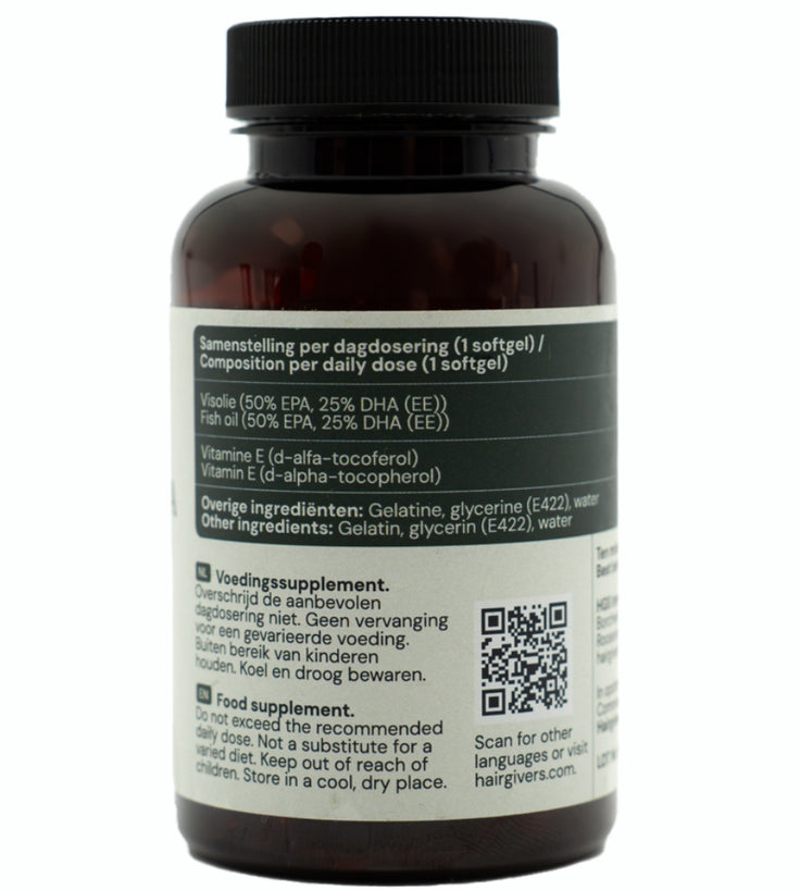 Hairgivers Suplemento de omega 3 1000 mg | 60 cápsulas (EPA/DHA)