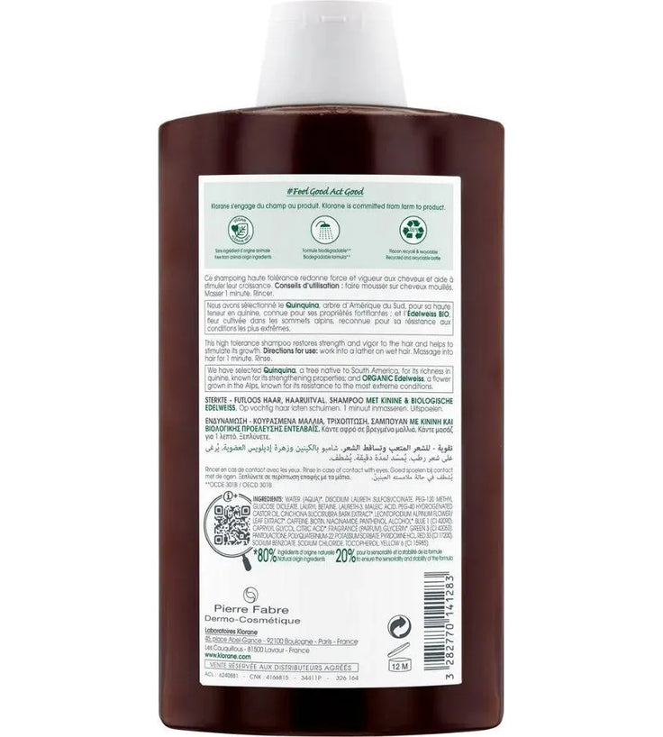Klorane anti-hair loss shampoo Quinine/Edelweiss (400 ml) - Hairgivers