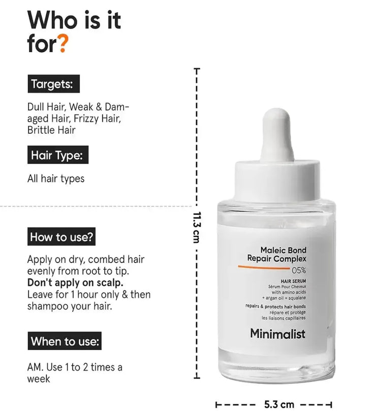 Minimalist Maleic Bond Repair Complex 05% ceramide serum - Hairgivers