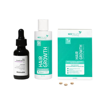 Minimalistyczne serum na porost włosów + szampon i tabletki Neofollics
