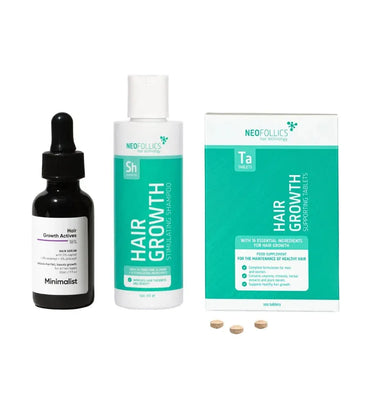 Minimalistyczne serum na porost włosów + szampon i tabletki Neofollics
