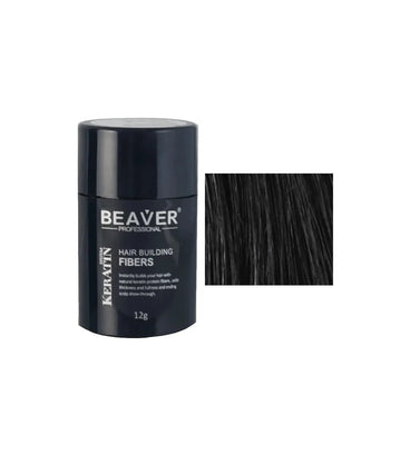 Beaver keratin hair building fibers - Black (12 gr) - Hair Growth Specialist