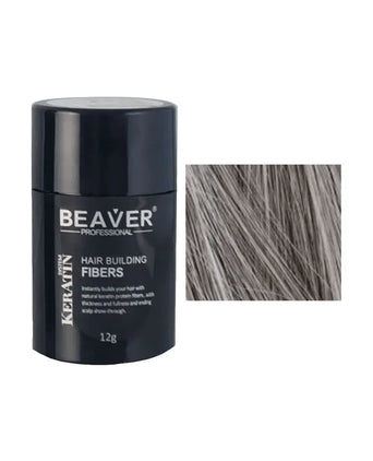 Beaver keratin hair building fibers - Grey (12 gr) - Hair Growth Specialist