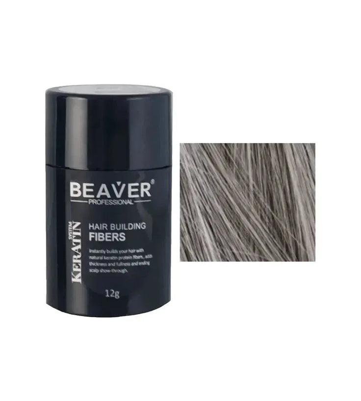 Beaver keratin hair building fibers - Grey (12 gr) - Hairgivers